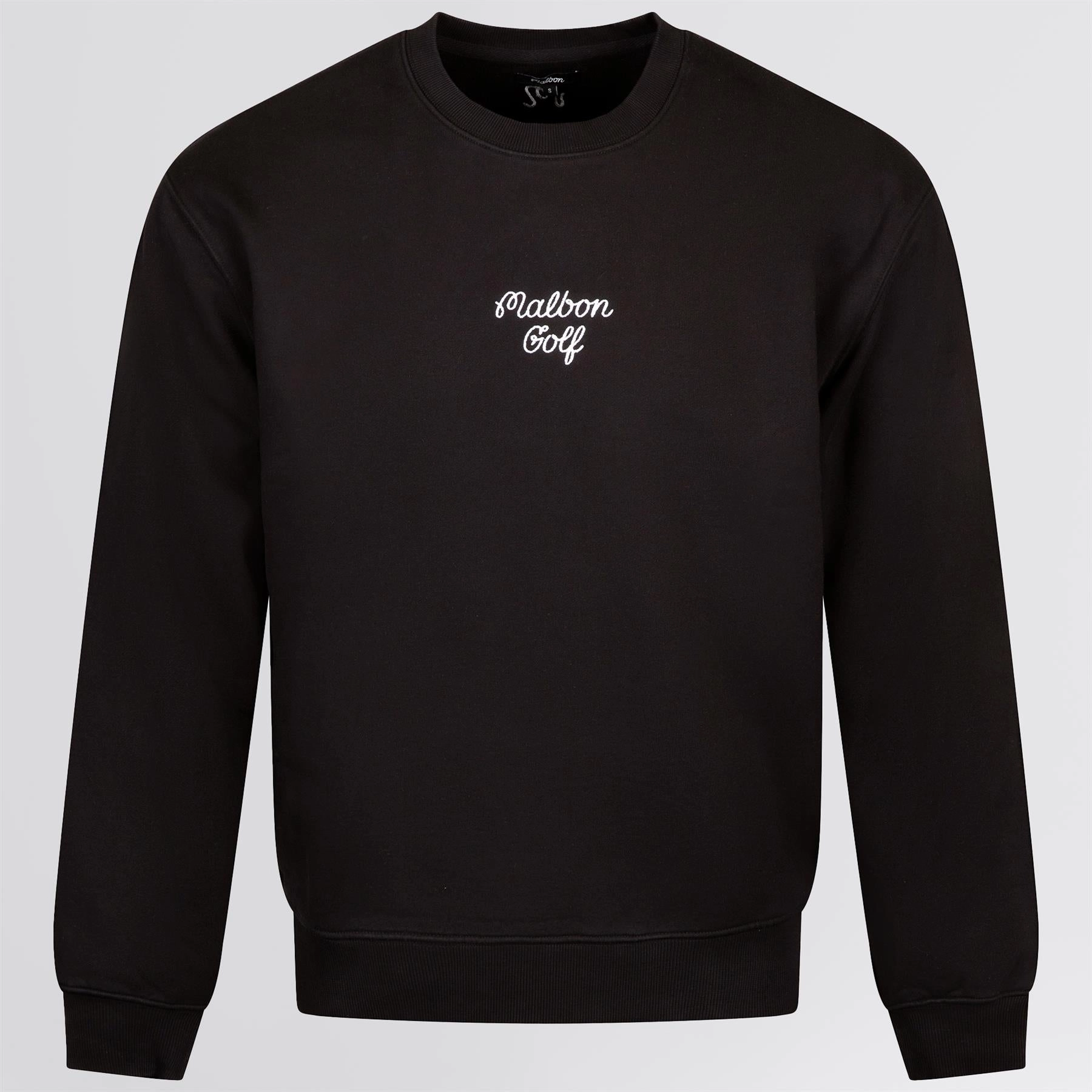 Evergreen GC Crewneck Sweatshirt Black Malbon mens golf lifestyle wear