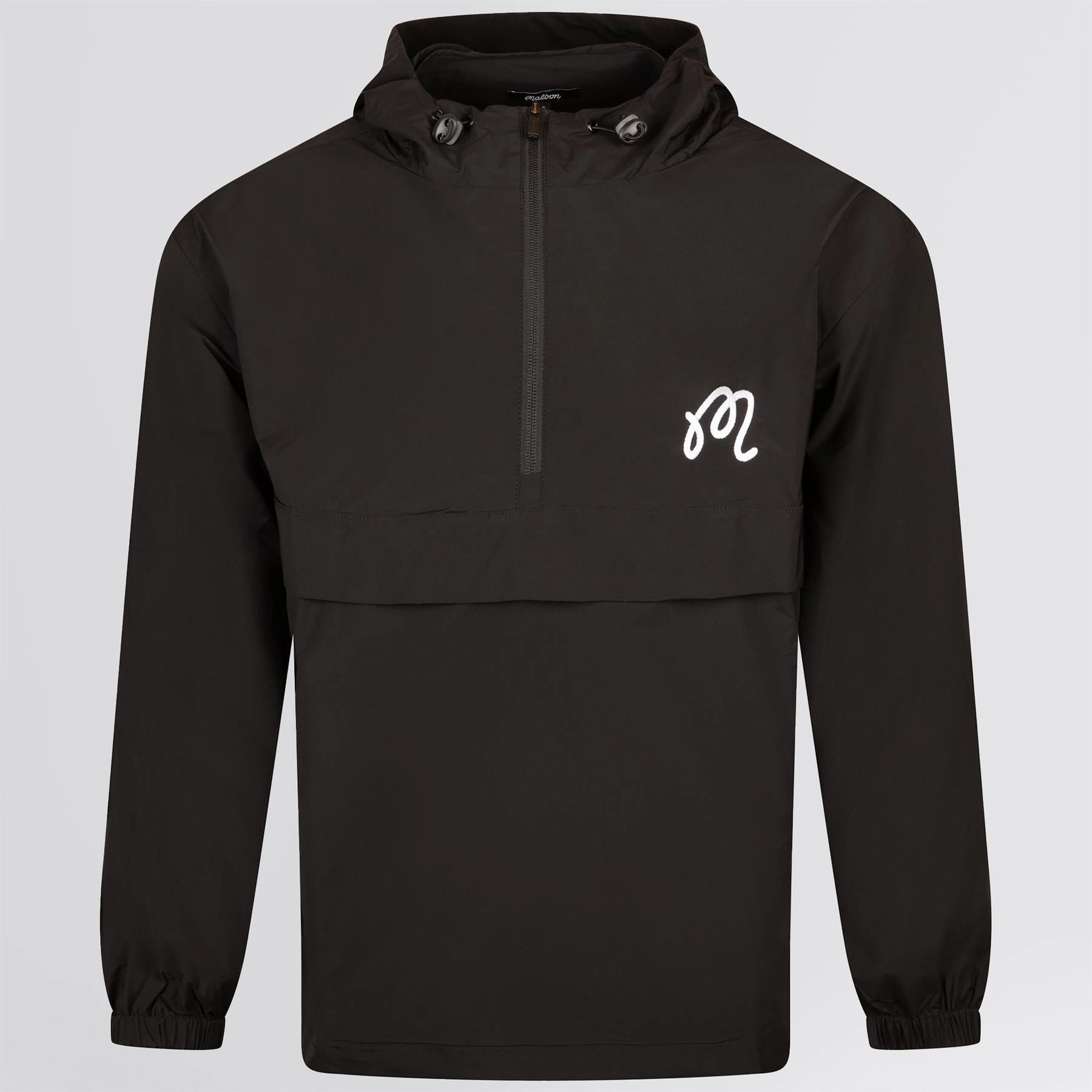 Evergreen Nylon Anorak Black Malbon Men's Golf Lifestyle Wear