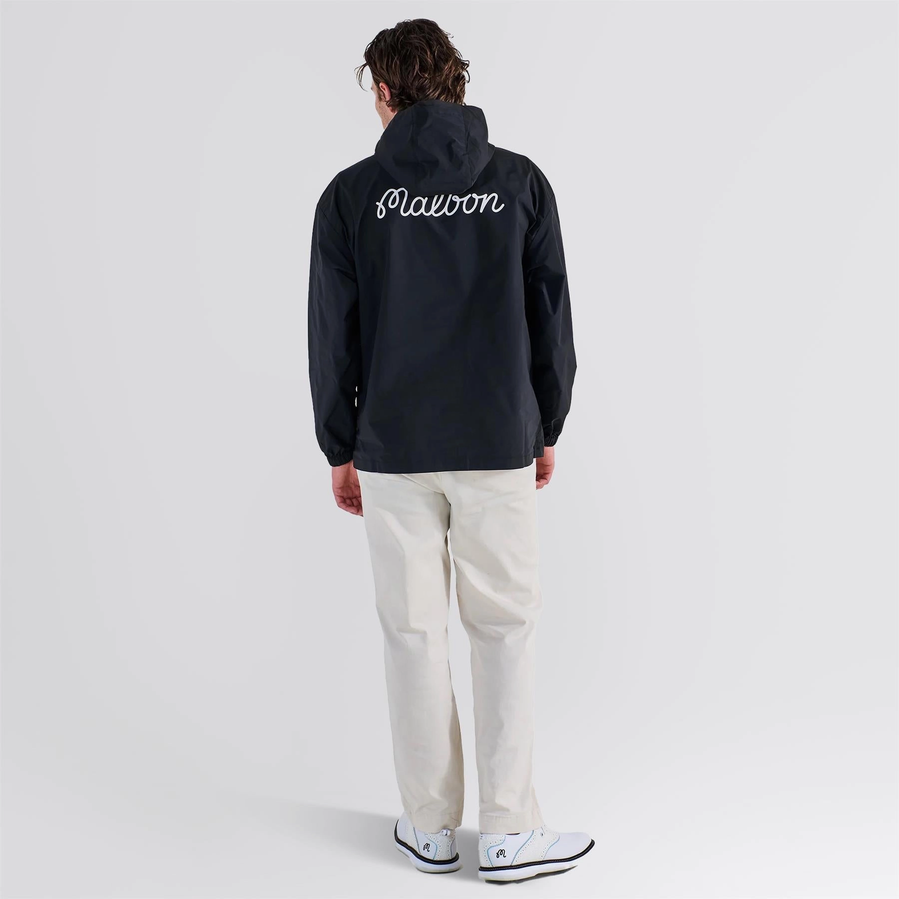 Evergreen Nylon Anorak Black Malbon Men's Golf Lifestyle Wear