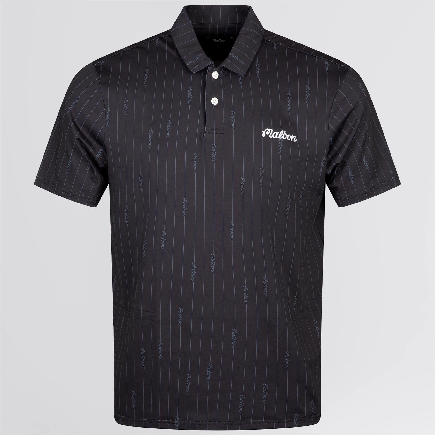 Evergreen Performance Pique Polo Black/Cool Grey Malbon mens golf lifestyle wear