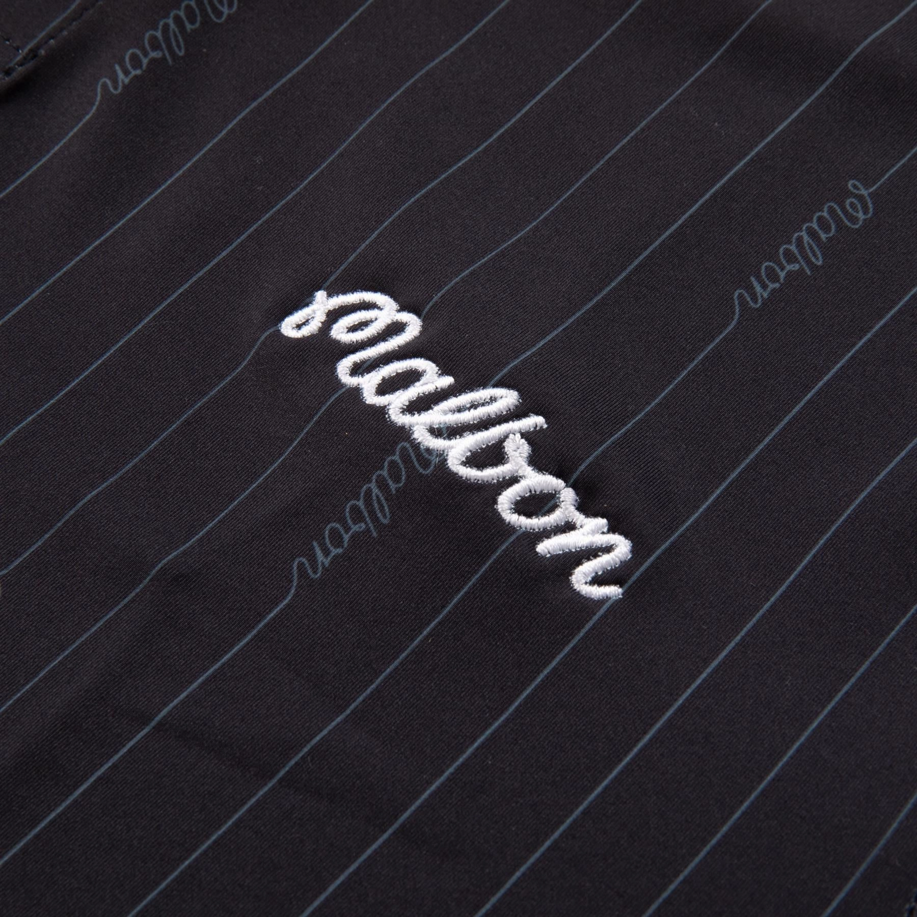 Evergreen Performance Pique Polo Black/Cool Grey Malbon Men's Golf Lifestyle Wear