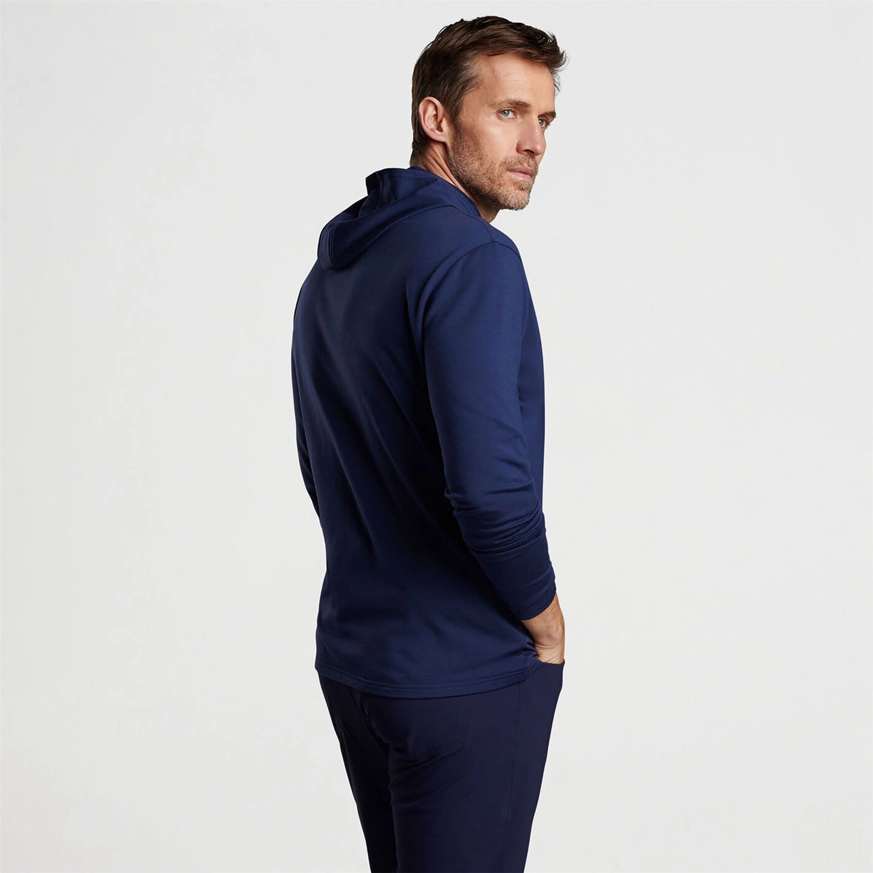 Excursionist Flex Hoodie Heather Navy Peter Millar Menswear Collection