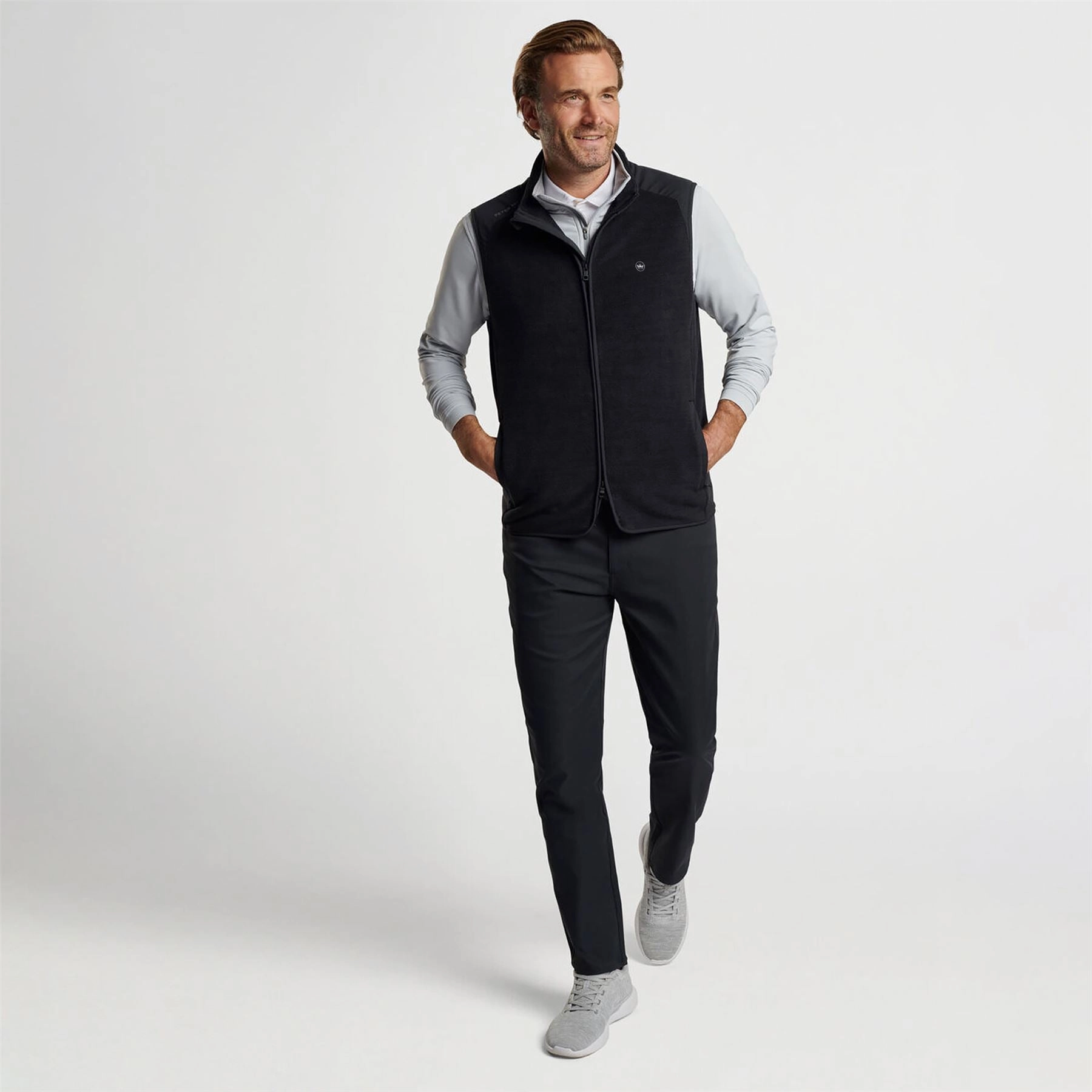 Fade Full Zip Mid Vest Black Peter Millar Menswear Collection