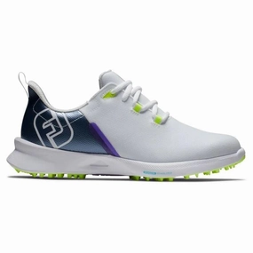 Fashion Everyday Sneakers New Women's Footjoy FJ Fuel Sport White/Blue MSP$130 Flexible Fit Non-Slip Soles, Stylish Sneakers, Textured Outsole Shoes