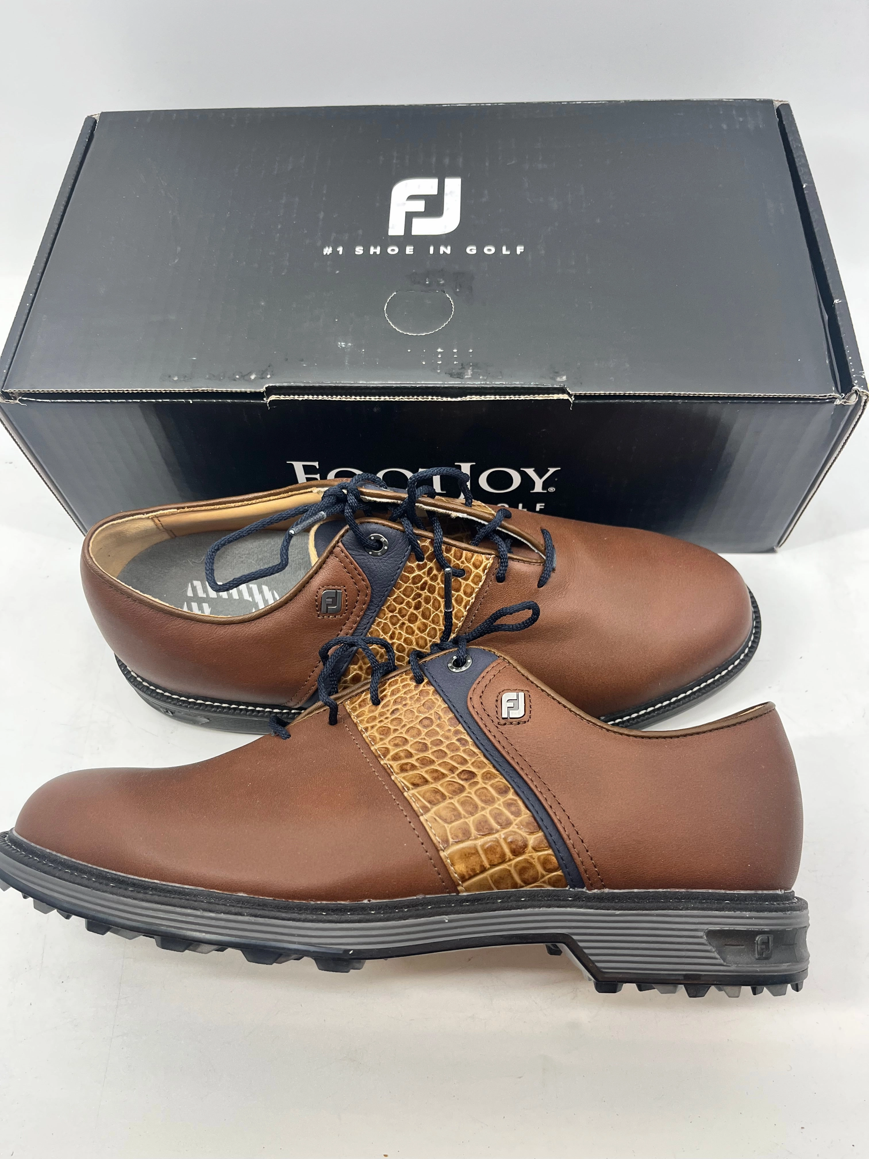 All-Day Wear Shoes Fast Glide Footjoy Myjoys Premiere Series Packard Golf Shoes Custom Brown Blue 9 XW Comfy Indoor Footwear Fashion Sneakers