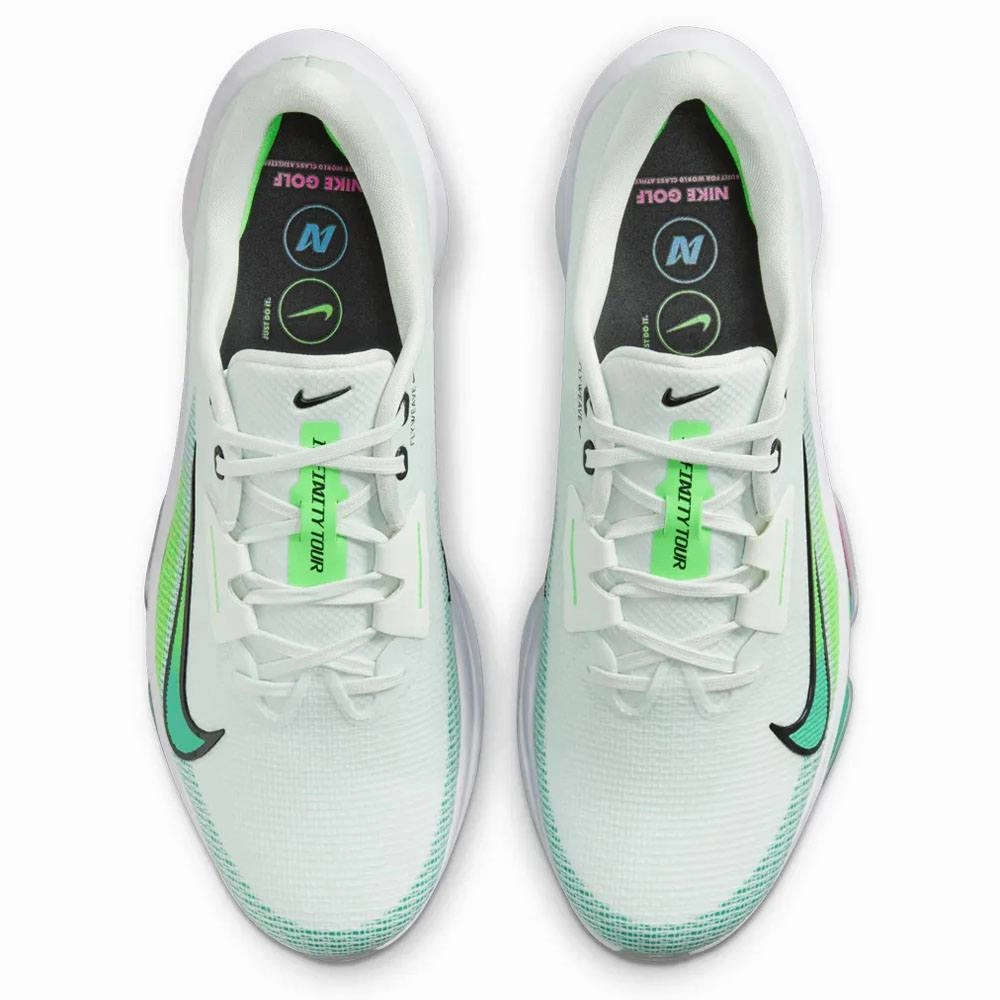Nike Air Zoom Infinity Tour Next 2 Golf Shoes Barely Green/Black/White/Green Strike - FW24 Unisex Stylish Sneakers On White