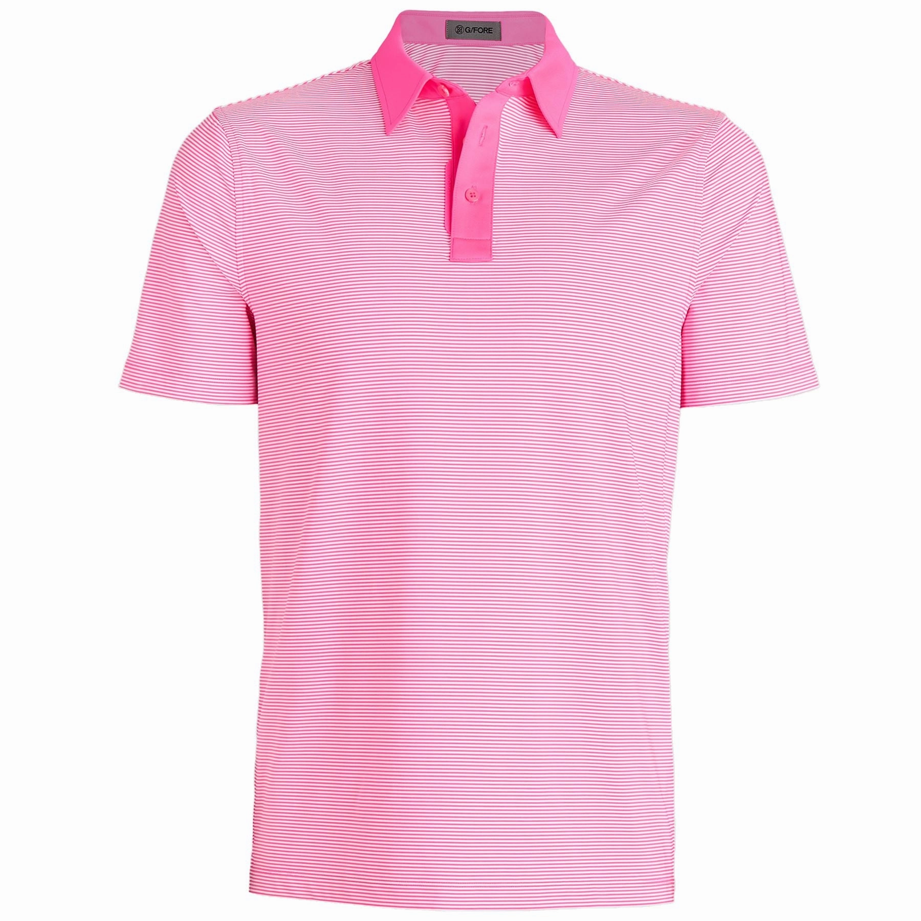 Feeder Stripe High Gauge Jersey Polo Knockout Pink G/Fore men's golf fashion
