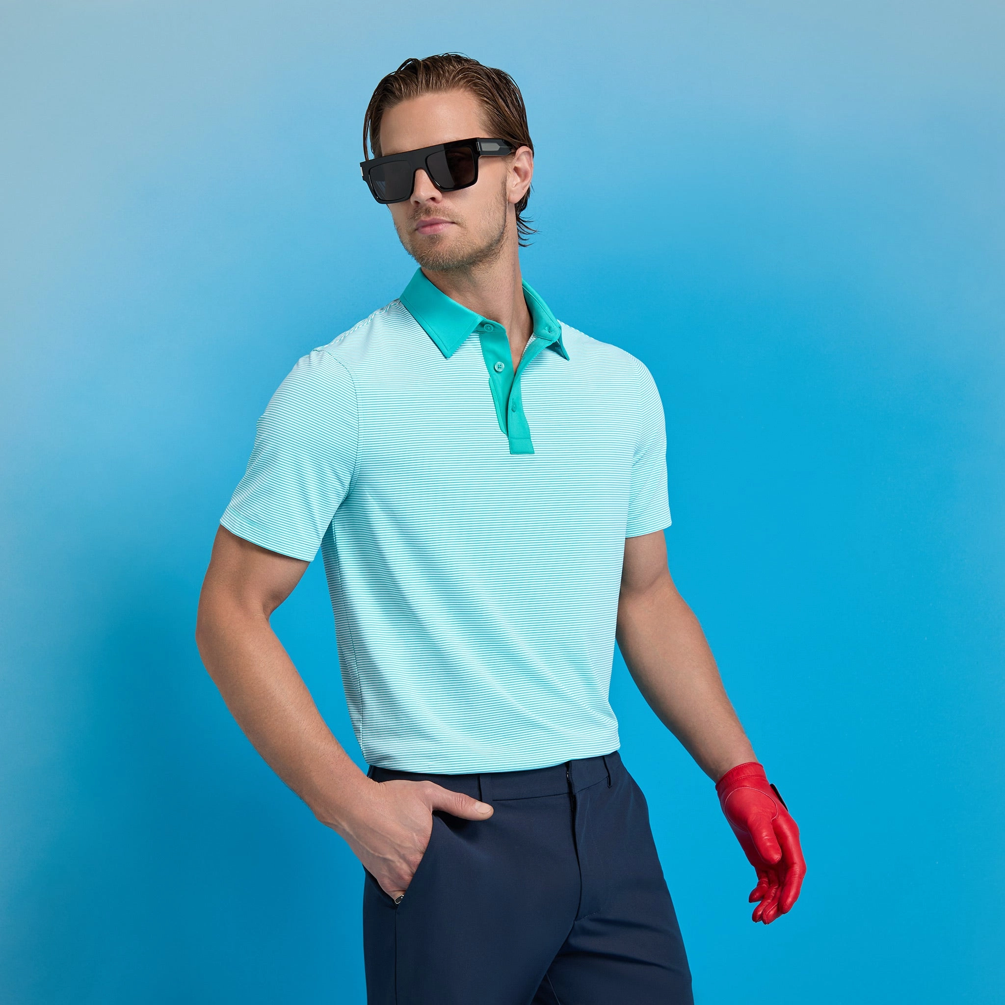 Feeder Stripe High Gauge Jersey Polo Siren G/Fore Men's Fashion
