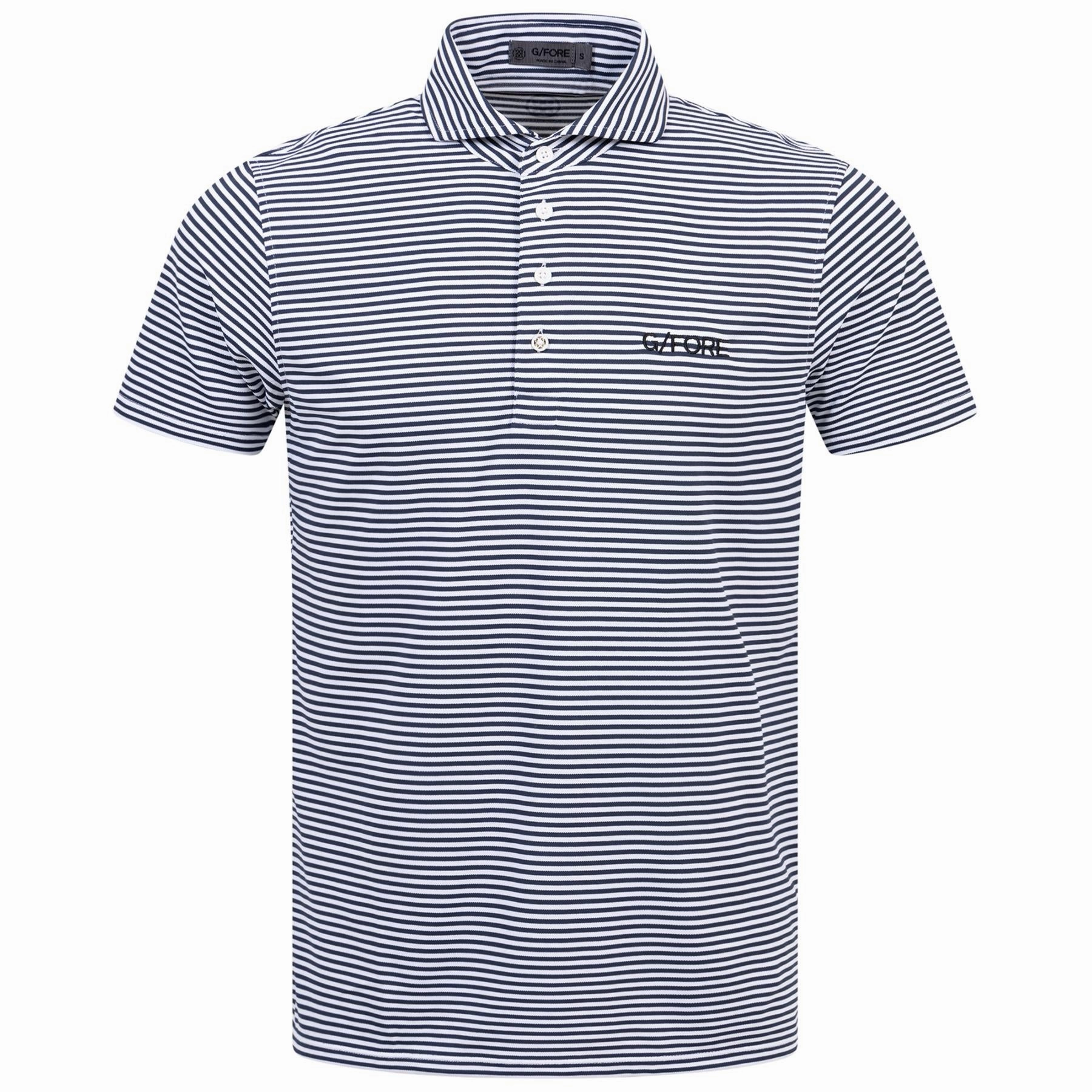 Feeder Stripe Tech Pique Embroidered Tailored Fit Polo Twilight G/Fore men's golf fashion