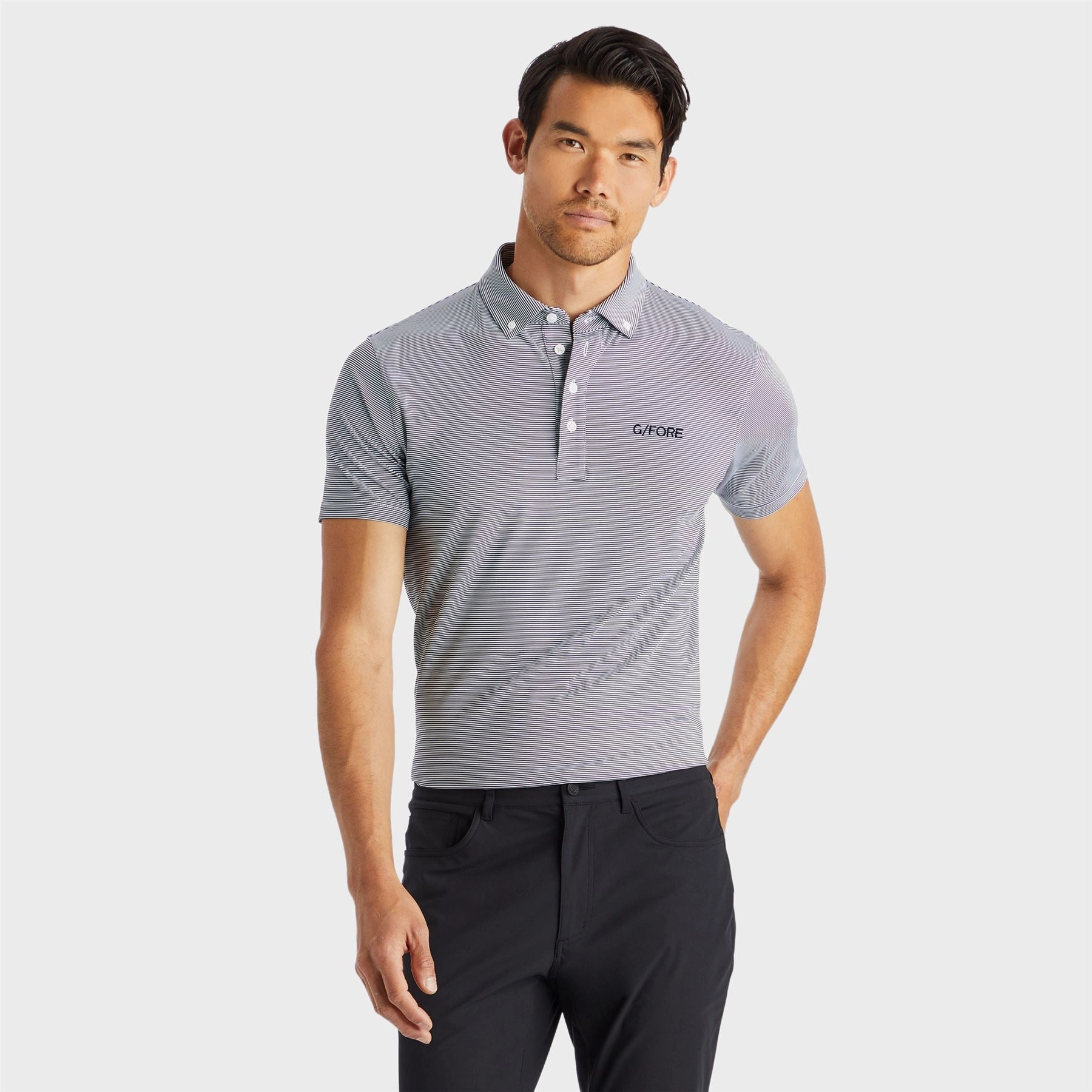 Feeder Stripe Tech Pique Embroidered Tailored Fit Polo Twilight G/Fore Men's Fashion