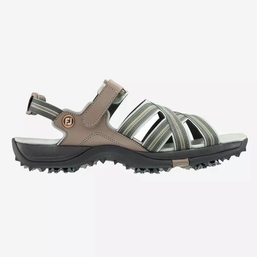 Flex Ride New Women's Footjoy Golf Sandals - Tan/Light Gray MSP$90 Path Glide Stylish Sneakers On White, Elastic Gore Shoes, Engineered Fit Sneakers