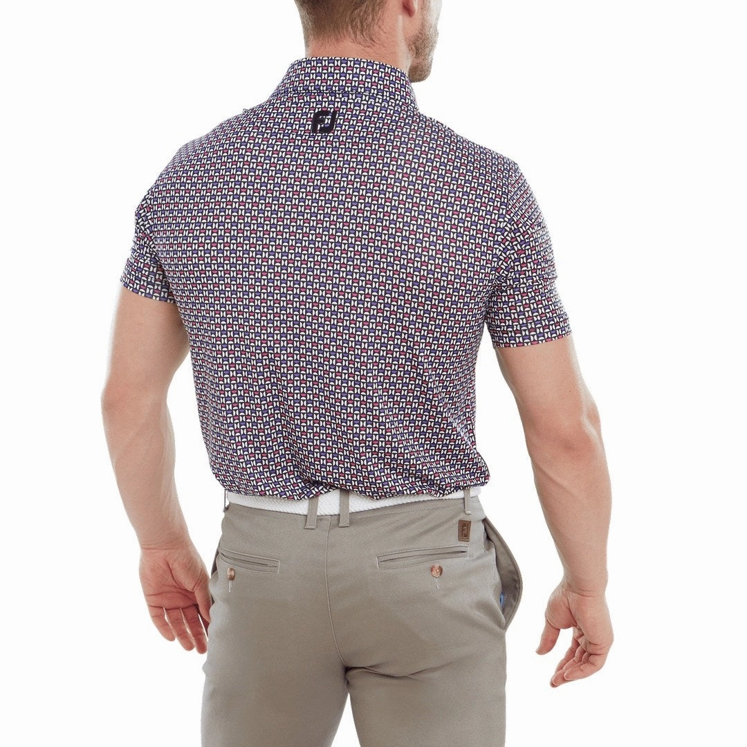 men's essential basics, men's sport shorts, men's layered fashion FootJoy Half Moon Geo Print Golf Polo Shirt 80012