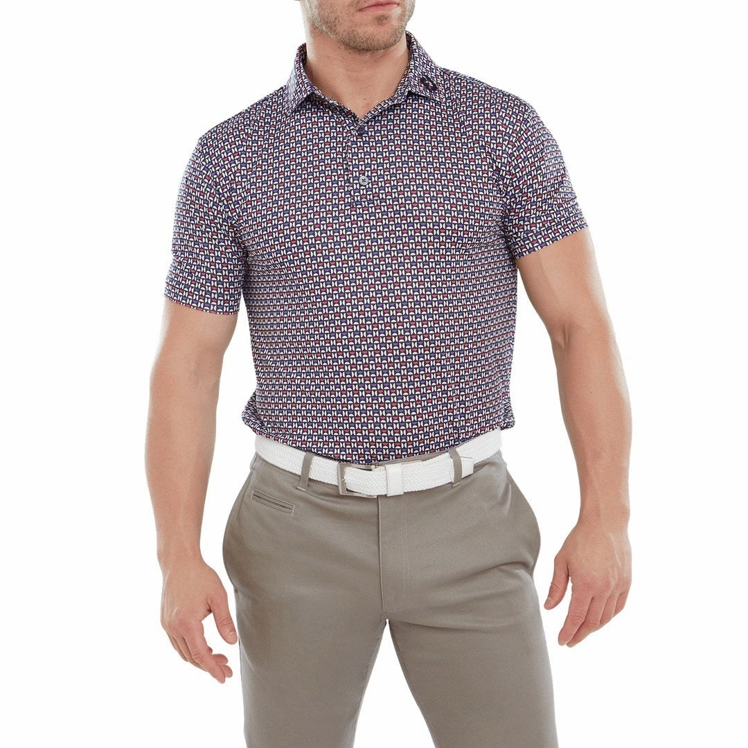 men's zip-up jacket FootJoy Half Moon Geo Print Golf Polo Shirt 80012