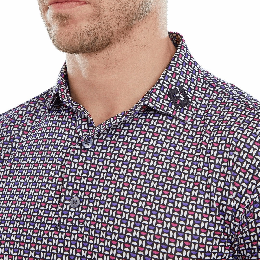 seasonal outfit FootJoy Half Moon Geo Print Golf Polo Shirt 80012 bright color wear