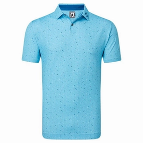 Footjoy 24 Tweed Texture Polo - Blue Sky FootJoy men's golfwear and polos