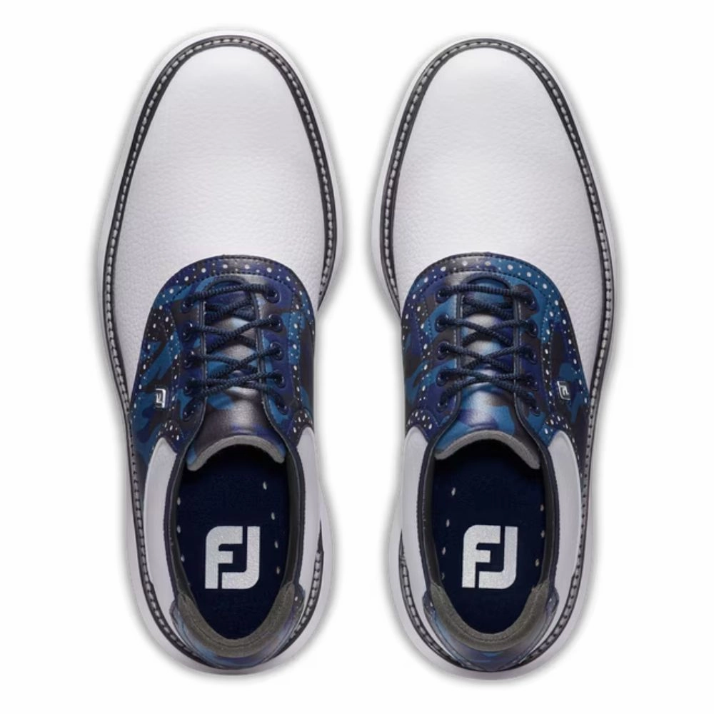 FootJoy FJ Traditions Golf Shoes White/Navy/Camo 57945 (Previous Season Style) Men's Shoes from Other Brands