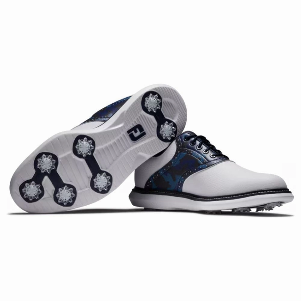 FootJoy FJ Traditions Golf Shoes White/Navy/Camo 57945 (Previous Season Style) Men's Shoes from Other Brands