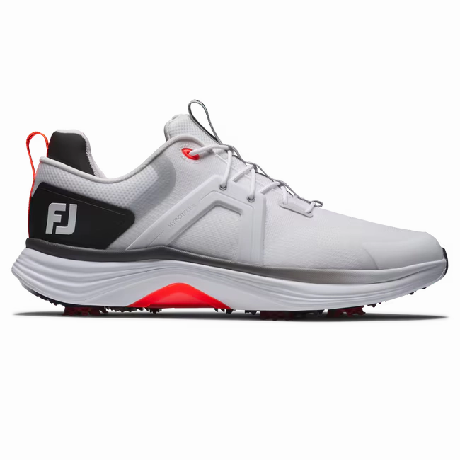 FootJoy Hyperflex Golf Shoe - White/Black/Red Spiked golf shoes for men