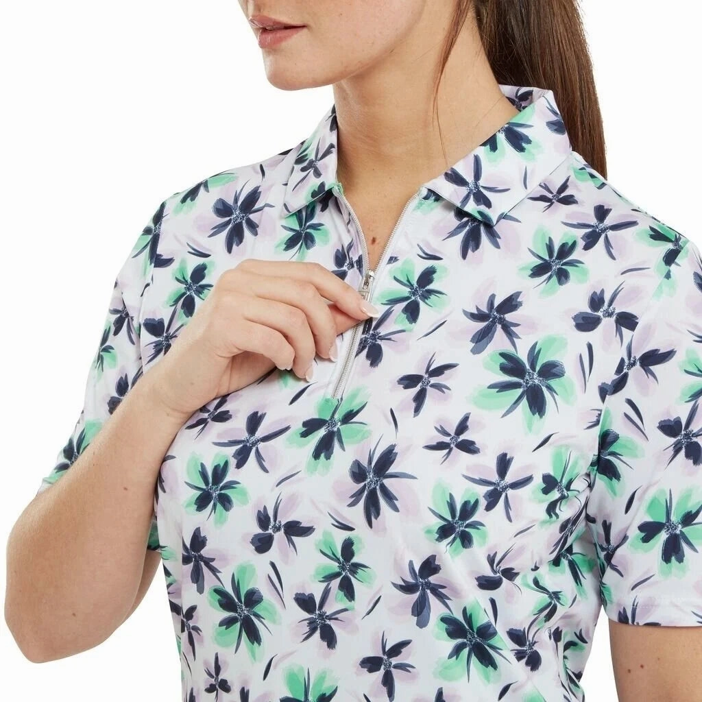 Footjoy Ladies 1/2 Zip Floral Print Lisle FootJoy Women's Apparel
