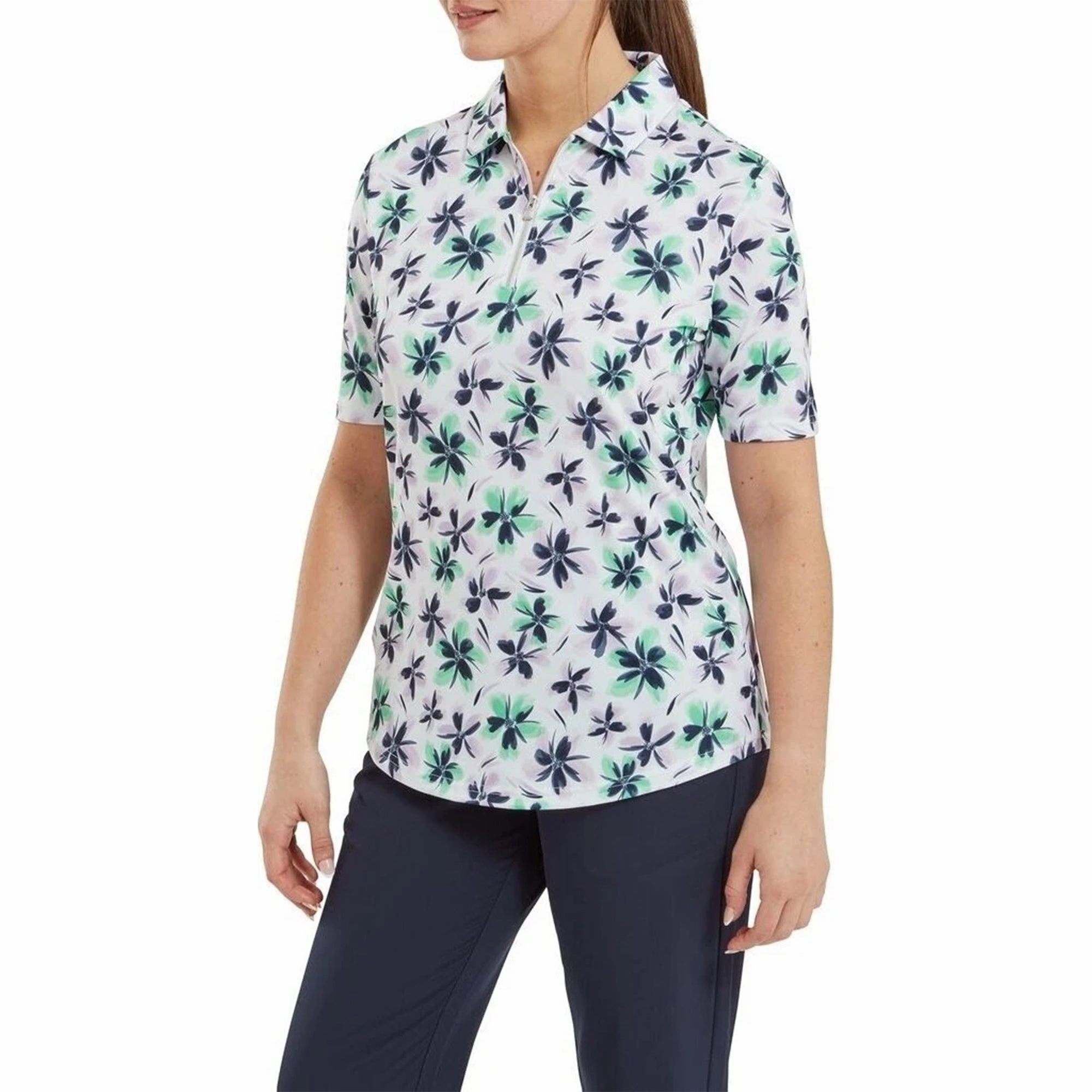 Footjoy Ladies 1/2 Zip Floral Print Lisle FootJoy Women's Apparel