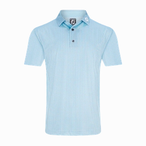 FootJoy Leaf Print Lisle Polo -Lake Blue/White FootJoy men's golfwear and polos