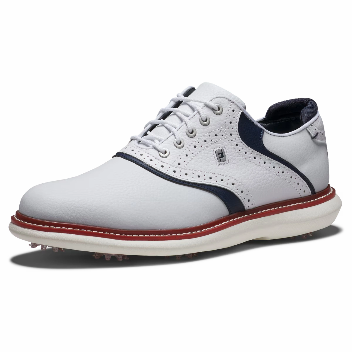 FootJoy Men`s Limited Edition Coastal Traditions Golf Shoes - White/Navy/Red Men's Spiked Golf Shoes
