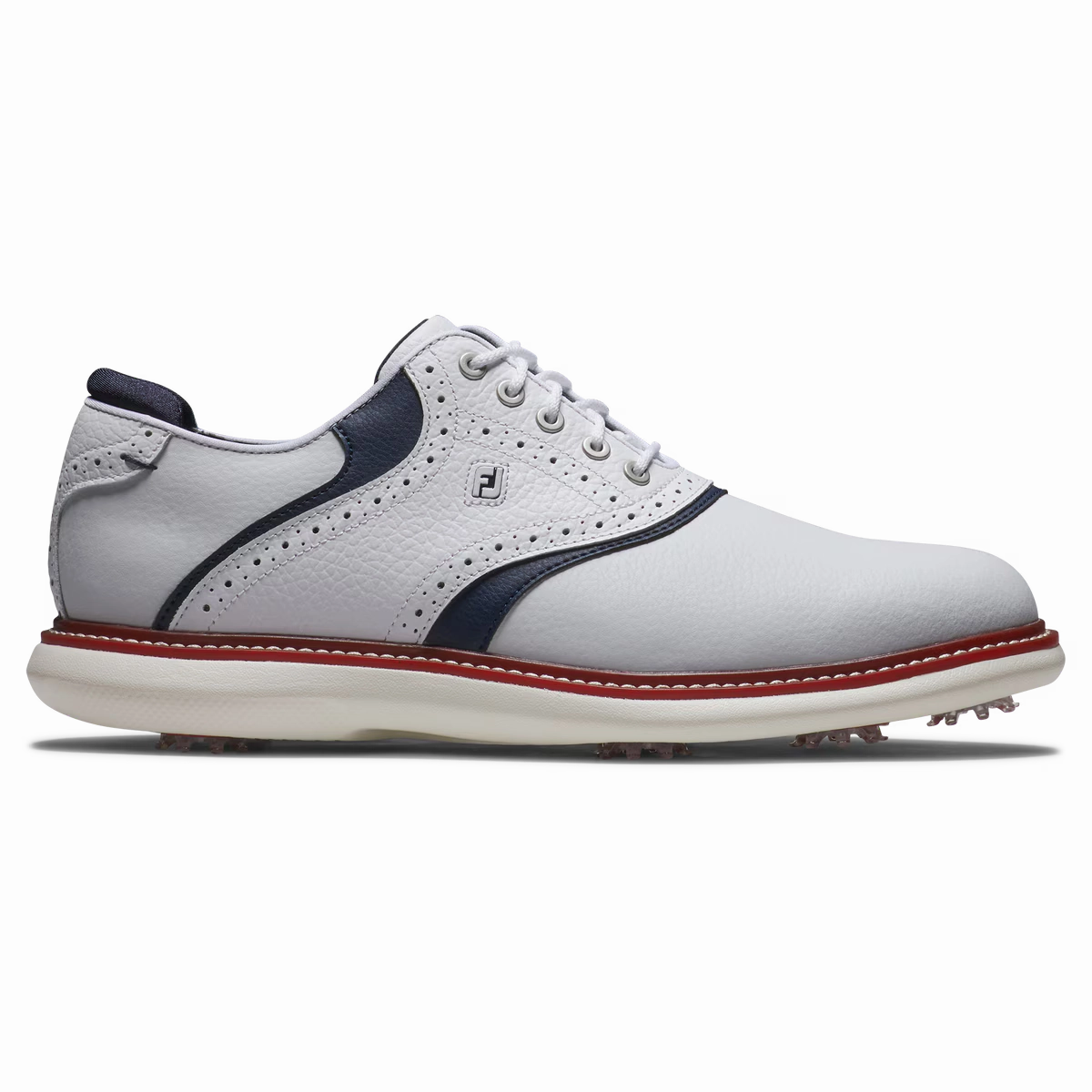 FootJoy Men`s Limited Edition Coastal Traditions Golf Shoes - White/Navy/Red Spiked golf shoes for men