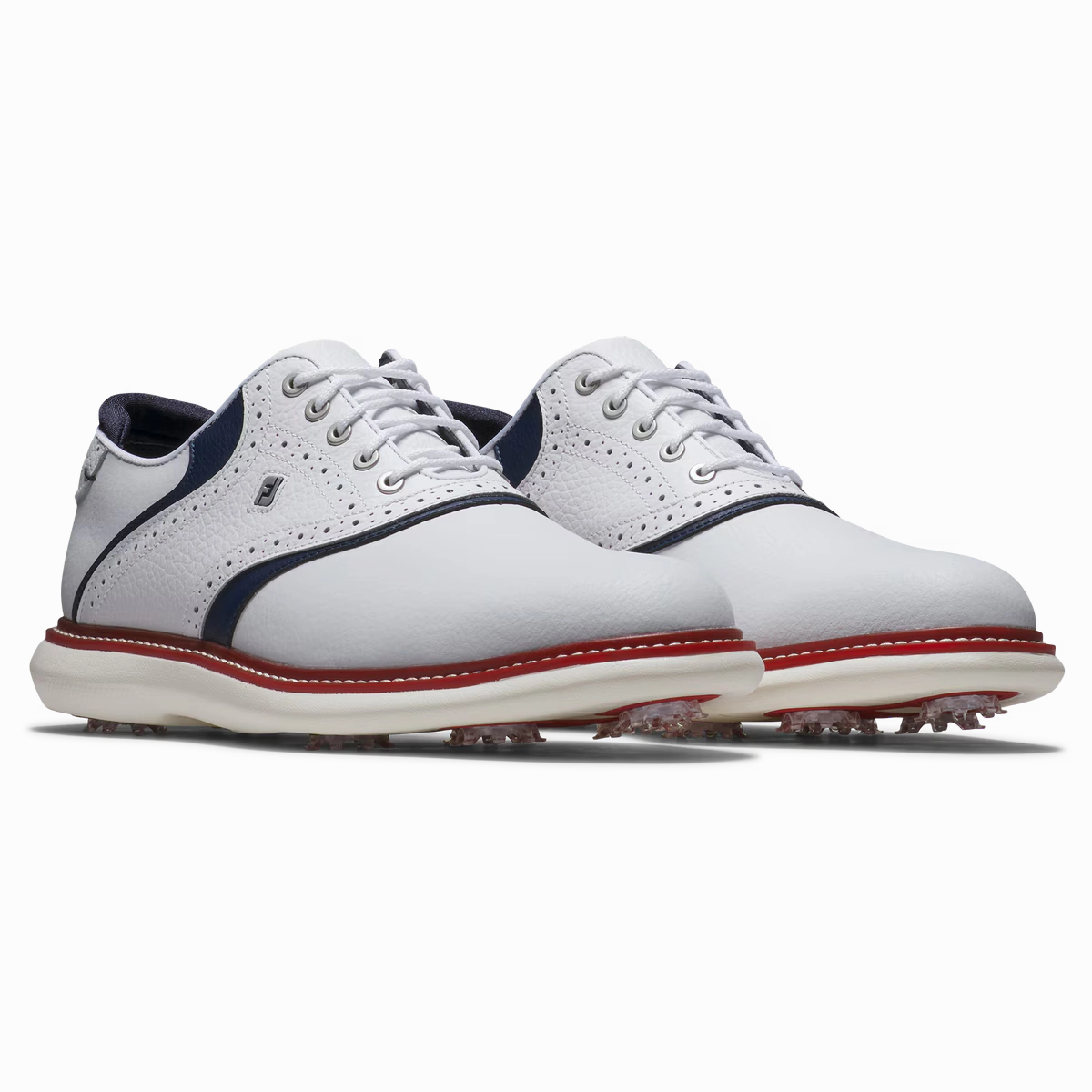 FootJoy Men`s Limited Edition Coastal Traditions Golf Shoes - White/Navy/Red Men's Spiked Golf Shoes
