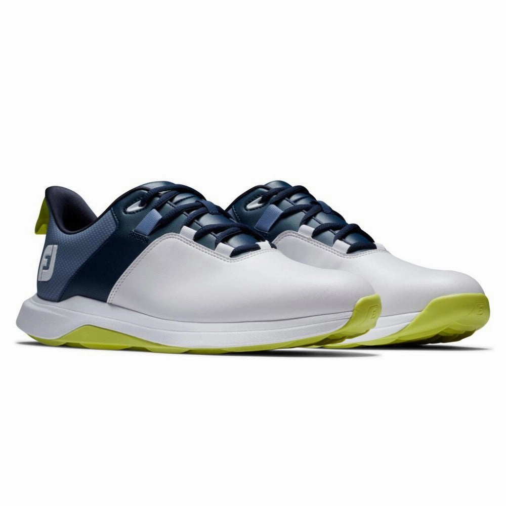 FootJoy Men's ProLite Spikeless Laced Golf Shoes - White/Navy/Lime Men's Shoes from Other Brands