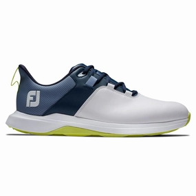 FootJoy Men's ProLite Spikeless Laced Golf Shoes - White/Navy/Lime Men's shoes from other brands