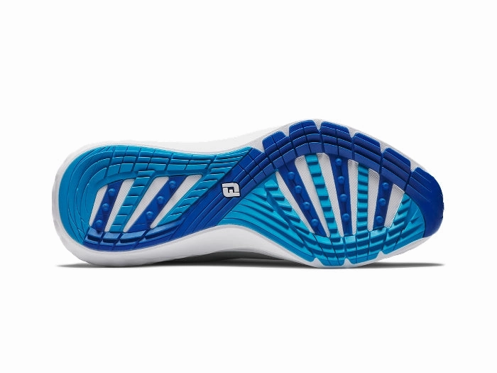 FootJoy Men's Quantum - Grey/White/Blue Golf Shoes Lightweight Men's Spikeless Golf Shoes