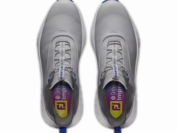 FootJoy Men's Quantum - Grey/White/Blue Golf Shoes Lightweight Men's Spikeless Golf Shoes