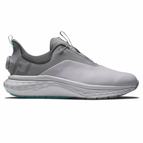 FootJoy Men's Quantum BOA Golf Shoes - Grey/White Lightweight men's spikeless golf shoes