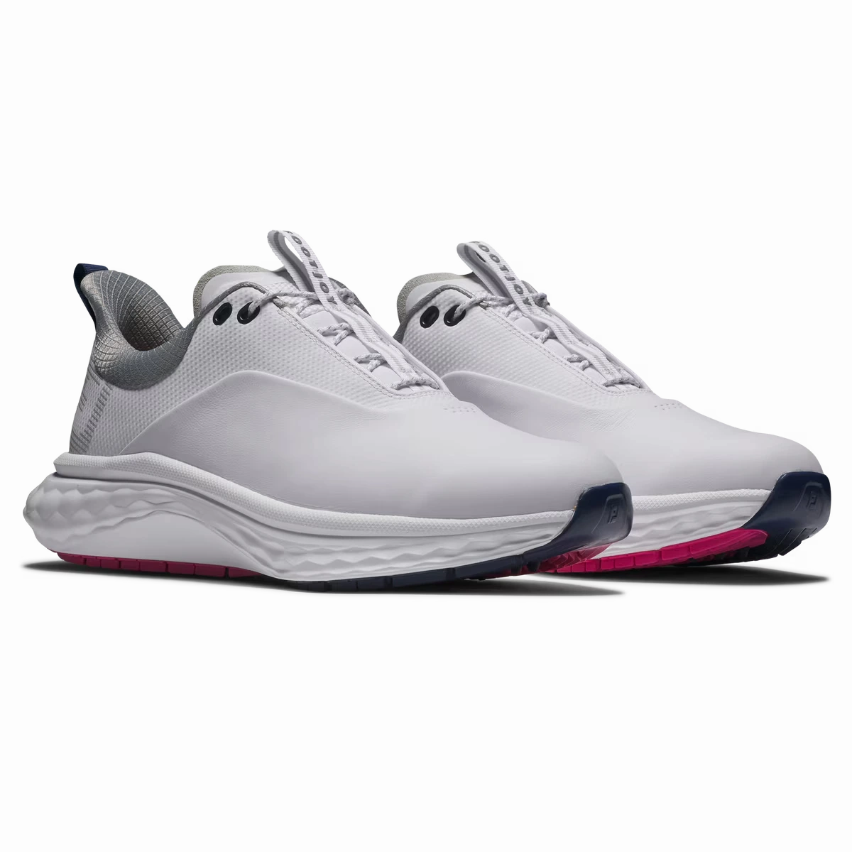 FootJoy Men's Quantum Golf Shoes - White/Blue/Pink Lightweight Men's Spikeless Golf Shoes