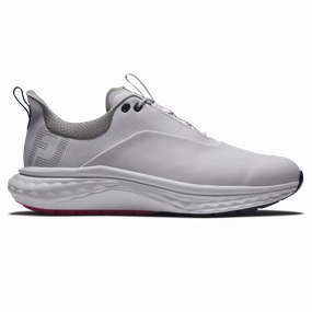 FootJoy Men's Quantum Golf Shoes - White/Blue/Pink Lightweight men's spikeless golf shoes