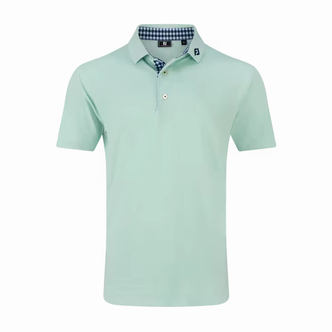 FootJoy Men's Stretch Pique Gingham Trim Polo Shirt FootJoy Men's Clothing