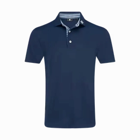 FootJoy Men's Stretch Pique Gingham Trim Polo Shirt FootJoy men's golfwear and polos