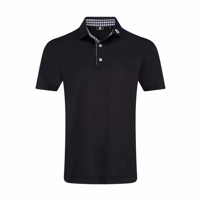 FootJoy Men's Stretch Pique Gingham Trim Polo Shirt FootJoy Men's Clothing