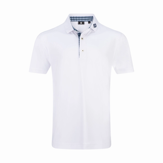 FootJoy Men's Stretch Pique Gingham Trim Polo Shirt FootJoy Men's Clothing