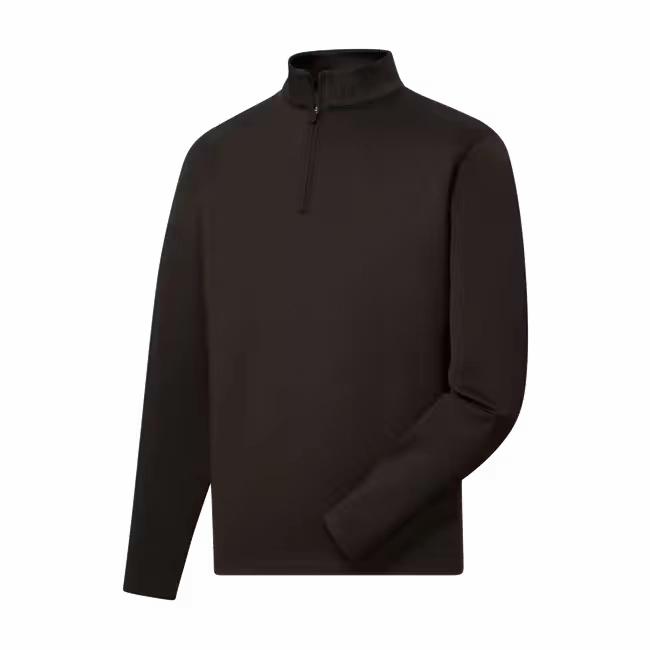 FootJoy Men's Tonal Block Dots Midlayer - Black FootJoy men's golfwear and polos