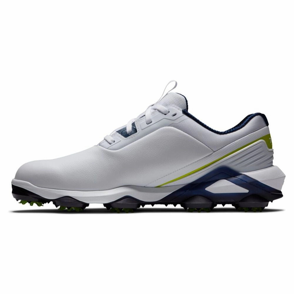 FootJoy Men's Tour Alpha Cleated Laced Golf Shoe - White/Navy/Lime Men's Shoes from Other Brands