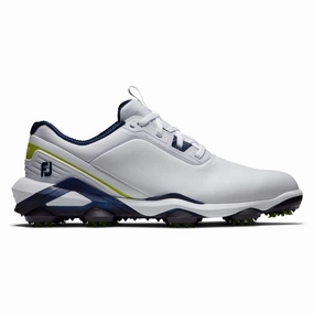 FootJoy Men's Tour Alpha Cleated Laced Golf Shoe - White/Navy/Lime Men's shoes from other brands