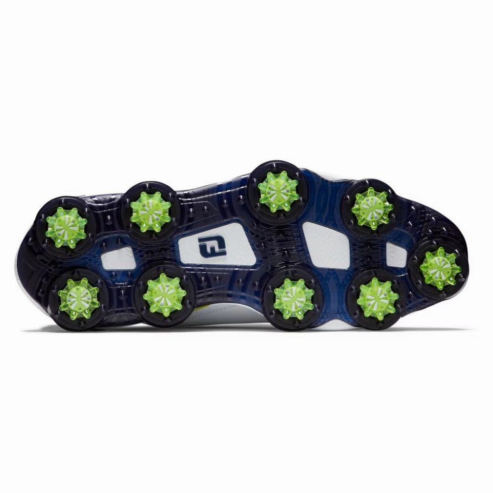 FootJoy Men's Tour Alpha Cleated Laced Golf Shoe - White/Navy/Lime Men's Shoes from Other Brands