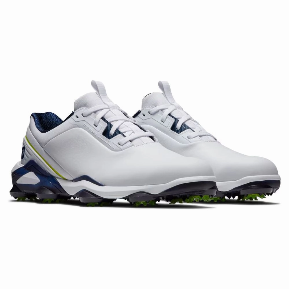 FootJoy Men's Tour Alpha Cleated Laced Golf Shoe - White/Navy/Lime Men's Shoes from Other Brands
