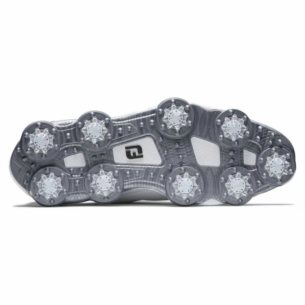 FootJoy Men's Tour Alpha Cleated Laced Golf Shoe - White/White/Silver Men's Shoes from Other Brands