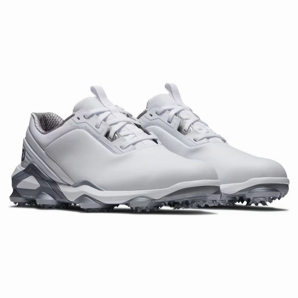 FootJoy Men's Tour Alpha Cleated Laced Golf Shoe - White/White/Silver Men's Shoes from Other Brands