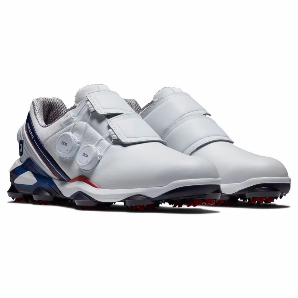 FootJoy Men's Tour Alpha Triple BOA Golf Shoes - White/Red/Navy Men's Shoes from Other Brands