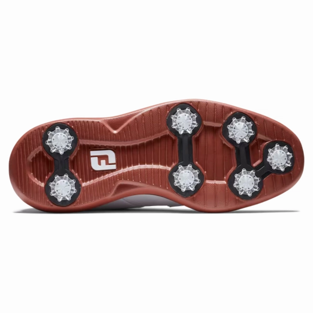 FootJoy Mens Traditions Blucher Cleated Golf Shoes - White/White/Brick Men's Shoes from Other Brands