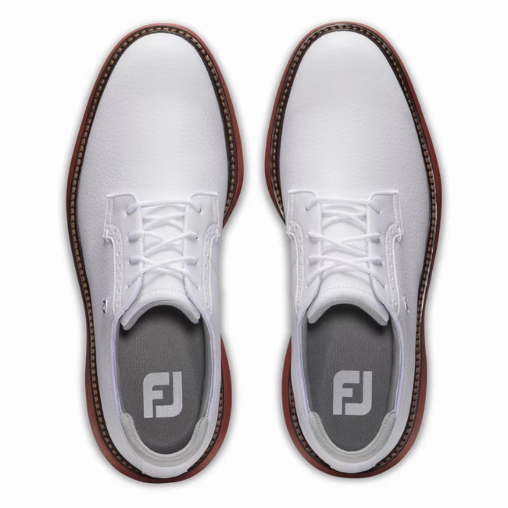 FootJoy Mens Traditions Blucher Cleated Golf Shoes - White/White/Brick Men's Shoes from Other Brands