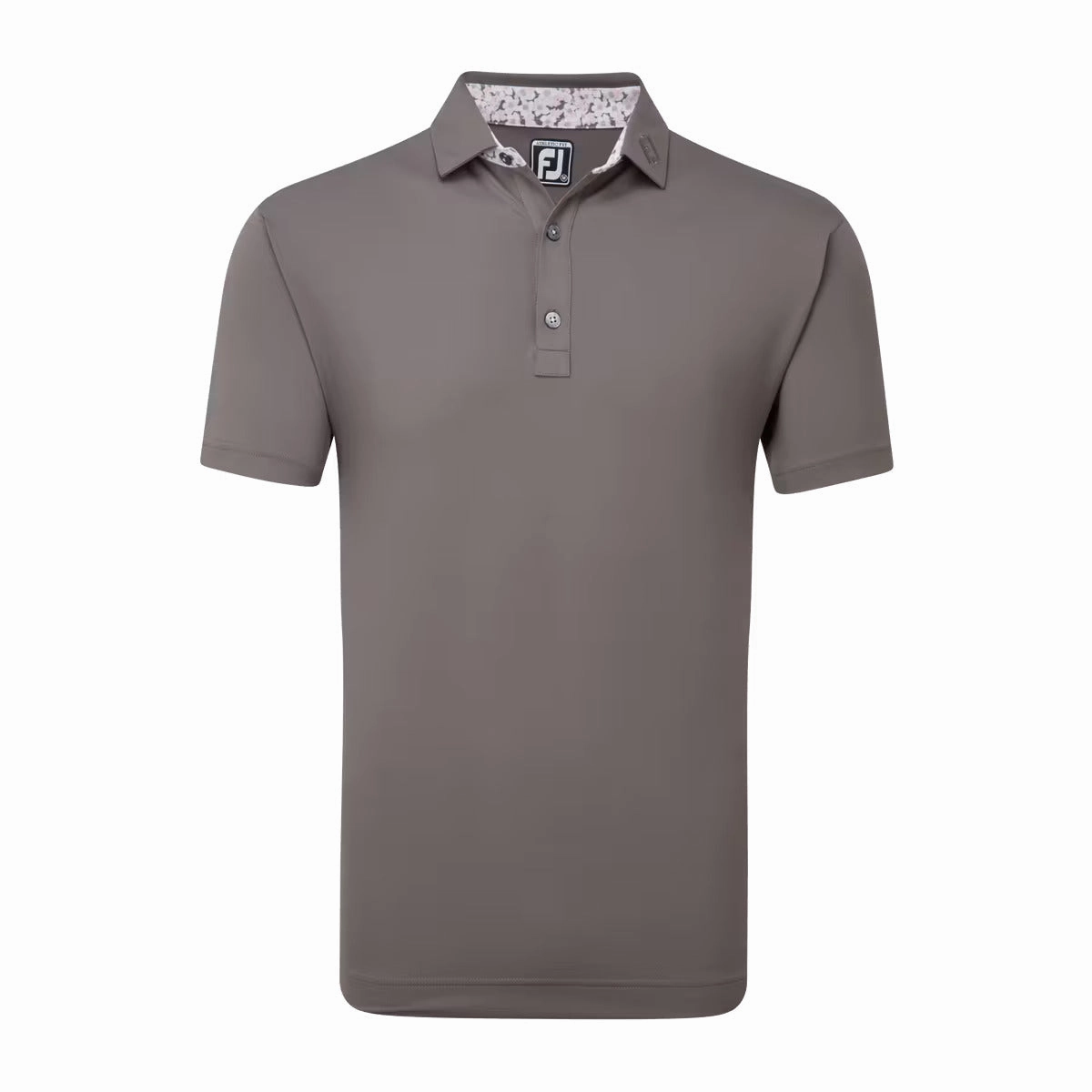 FootJoy Pique Solid Primrose Trim Polo - Gravel FootJoy men's golfwear and polos